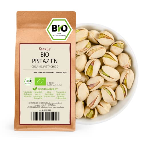 Kamelur 500g BIO Pistazien geröstet und gesalzen, in der Schale – gesalzene und geröstete BIO Pistazienkerne BIO, der Snack im Vorratspack von Kamelur