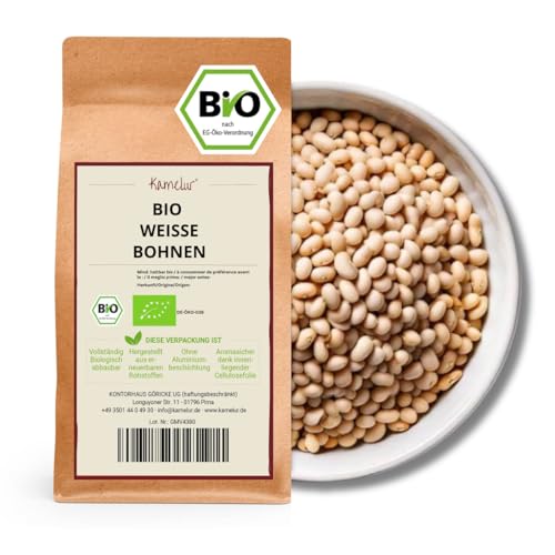 Kamelur 500g BIO weiße Bohnen getrocknet getrocknete Bohnen BIO ohne Zusätze weisse Bohnen in biologisch abbaubarer Verpackung von Kamelur