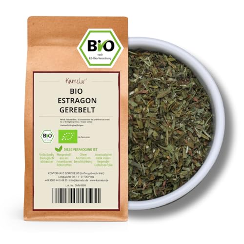 Kamelur BIO Estragon (250g) getrocknet und gerebelt, ohne Zusätze - Estragonblätter gerebelte Kräuter aus kontrolliert biologischem Anbau. von Kamelur