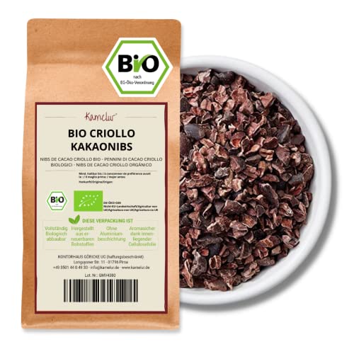 Kamelur BIO Kakaonibs aus ungerösteten Criollo Kakaobohnen (1kg) Rohkakao als Kakaonibs - ohne Zusatzstoffe von Kamelur