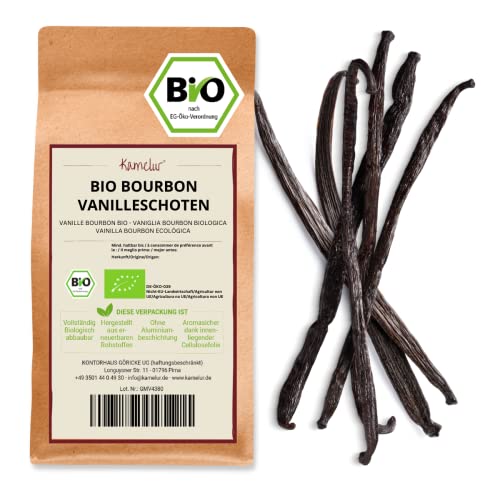 Kamelur Bio Bourbon Vanilleschoten - 10 Stück - 15-17cm - echte BIO Bourbon Vanille aus Madagaskar von Kamelur