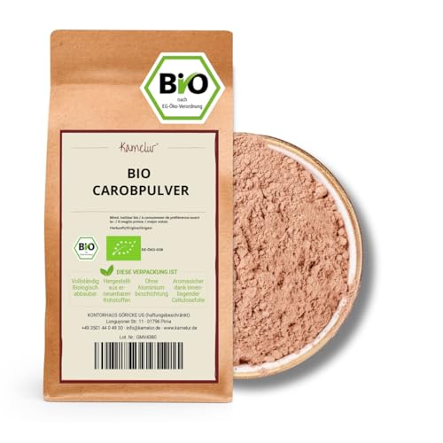 Kamelur Bio Carobpulver (500g) - Bio Johannisbrotmehl als Bindemittel und Kakaoersatz aus kontrolliert biologischem Anbau von Kamelur