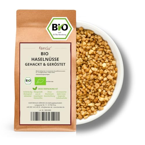 Kamelur Bio Haselnüsse gehackt und geröstet - 100g - BIO Haselnuss gehacktes Granulat naturbelassen und ohne Zusätze von Kamelur