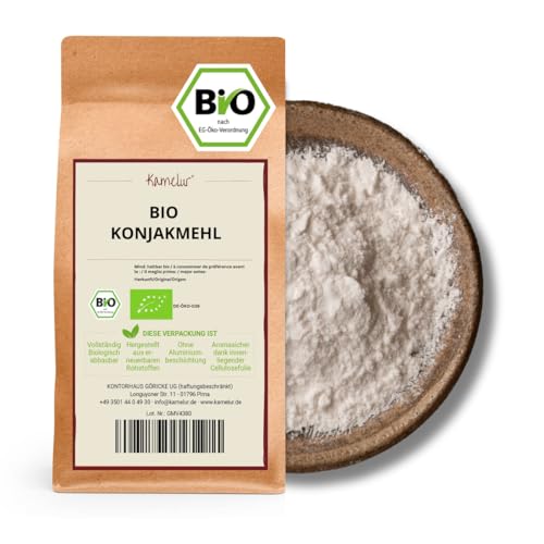 Kamelur Bio Konjakmehl (250g) - BIO Glucomannan-Pulver- Teufelszunge, Bio Konjakwurzelpulver aus kontrolliert biologischem Anbau von Kamelur