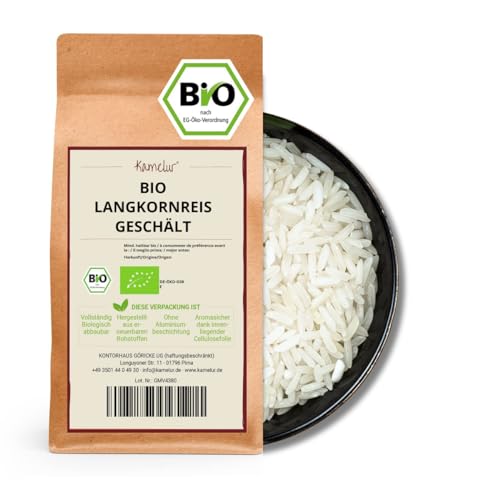 Kamelur Bio Langkornreis geschält (5kg) – Langkorn Reis, weiß, BIO aus kontrolliert biologischem Anbau von Kamelur