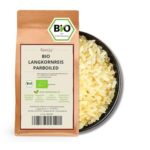 Kamelur Bio Langkornreis parboiled (1kg) Langkorn Reis, weiß, gedämpft, BIO aus kontrolliert biologischem Anbau von Kamelur