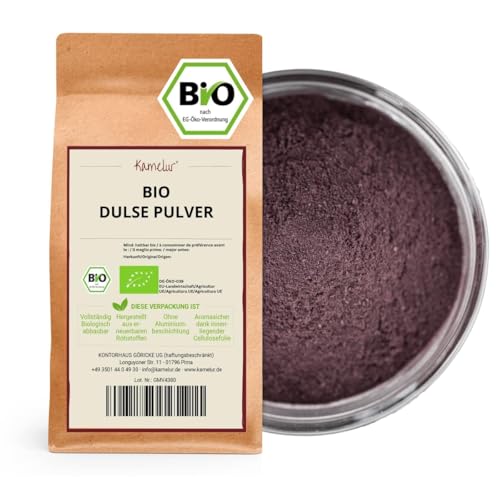 Kamelur Dulse Pulver Bio 100g - Palmaria Palmata - Lappentang - Rotalge - Dulsepulver ohne Zusätze - von Kamelur