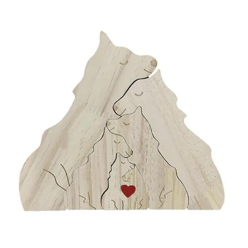 Kapaunn Personalisiertes Holzkunstpuzzle Der Wolffamilie Geschenk, Holz Wolf Tier Skulpturen Desktop Ornament Tischdekoration Ideen Für Weihnachts Jubiläum Geburtstag von Kapaunn