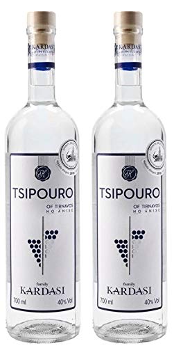 2x 0,7l Tsipouro Tirnavou ohne Anis 40% Vol. Kardasi | Griechischer Tresterbrand|100% Destillat + 20ml Jassas Olivenöl von Kardasi