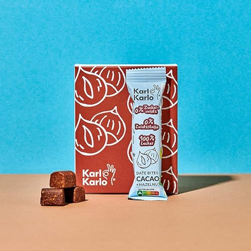 Karl Karlo Fruchtriegel Haselnuss- 6 x 35g | Vegane Süßigkeiten auf Dattelbasis | Veganer Snack ohne Zusatzstoffe, glutenfrei | getrocknete Cranberries, Acerola von Karl Karlo