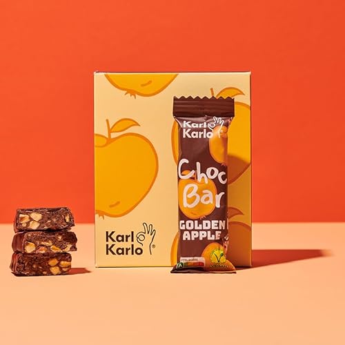 Karl Karlo Schokoriegel Bio - Choc Bars, Golden Apple | Bio Schokolade mit Nutri-Score A auf Pflaumenbasis | 100% Bio-Zutaten, Frei von Zusatzstoffen & Aromen, recyclefähige Verpackung | 6er Box von Karl Karlo