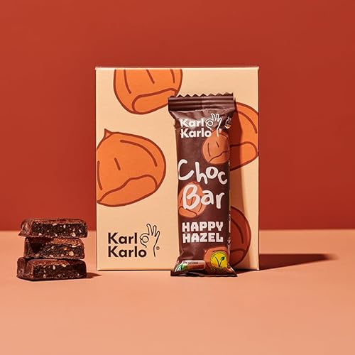 Karl Karlo Schokoriegel Bio - Choc Bars, Haselnuss | Bio Schokolade mit Nutri-Score A auf Pflaumenbasis | 100% Bio-Zutaten, Frei von Zusatzstoffen & Aromen, recyclefähige Verpackung | 6er Box von Karl Karlo