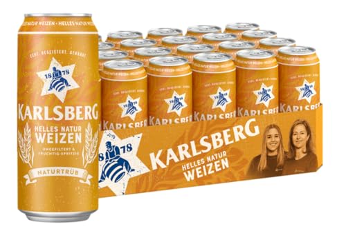 Karlsberg Helles Natur Weizen - Weißbier (24 x 0,5l) inkl. 6 Euro DPG Pfand - bestes Dosenbier aus dem Saarland von Karlsberg