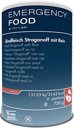 Katadyn Emergency Food Stroganoff mit Reis, Notvorrat beim Campen, Trekking, etc. Stärkend und nährend. 1 x 1,2l Dose von TREK'N EAT