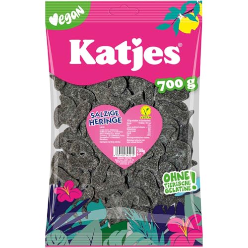 2 er Pack Katjes XXL Salzige Heringe 2x 700g Gezuckerte Lakritz-Fische mit Salmiaksalz von Katjes