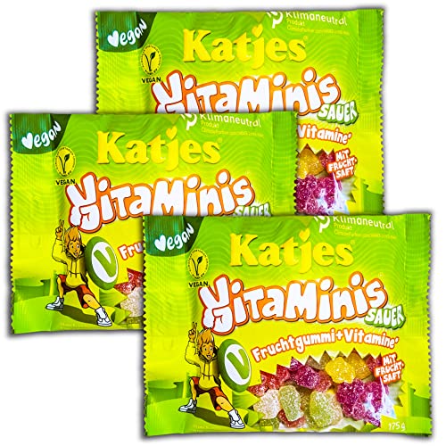 3 er Pack Katjes VitaMinis sauer mit Fruchtsaft 3 x 160 g Fruchtgummi von Katjes