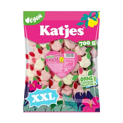 Katjes Grün-Ohr Hase Großpackung – Schaumzucker mit Fruchtgummi in Häschen-Form, fruchtiger Mix in unterschiedlichen Geschmacksrichtungen, vegan, 700 g von Katjes