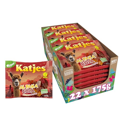 Katjes Katjes Al Paka Cola Vorratspack – Fruchtgummi-Mix Vorrats - Box aus Cola, Zitronen und Kirschgeschmack, eine noch süßere Mischung als die Alpakas, ohne tierische Gelatine, vegan, 22 x 175 g von Katjes