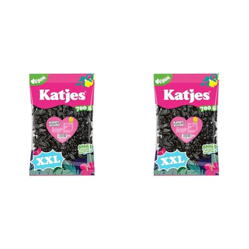 Katjes-Kinder Großpackung – mit würzigem Lakritz, kleine Lakritz-Kätzchen aus Hartlakritz, der Klassiker jetzt in vegan, 700 (Packung mit 2) von Katjes