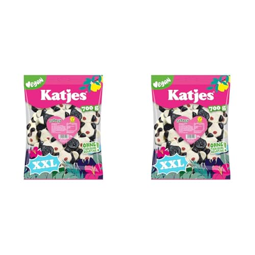 Katjes Tappsy Großpackung – Schaumzucker mit Lakritz und Fruchtgummi, in süßer Pandabären-Form, vegan (1 x 700 g) (Packung mit 2) von Katjes