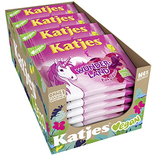 Katjes Wunderland Pink-Edition Vorratspack – Zauberhafte Veggie Fruchtgummi in vier Geschmacksrichtungen: Erdbeere, Kirsche, Himbeere und Heidelbeere (20 x 200g) von Katjes