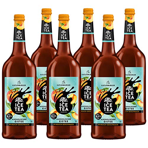 KATLENBURGER - Alc. Ice Tea Pfirsich | Sommerlicher, leicht alkoholischer Longdrink mit Kohlensäure und fruchtigem Pfirsich Geschmack. Inhalt: 6x 1l mit 4,5% vol. von Katlenburger