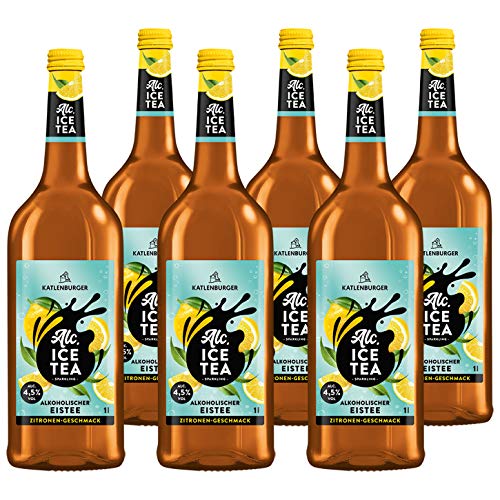 KATLENBURGER - Alc. Ice Tea Zitrone | Sommerlicher, leicht alkoholischer Longdrink mit Kohlensäure und fruchtigem Zitronen Geschmack. Inhalt: 6x 1l mit 4,5% vol. von Katlenburger