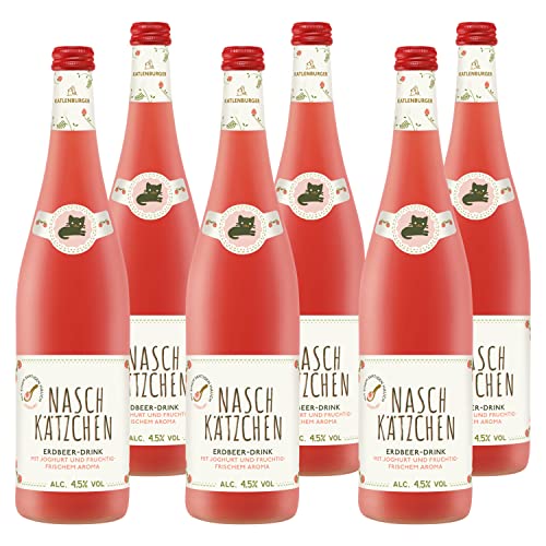 KATLENBURGER - Naschkätzchen Erdbeer | Trinkfertiger Sommer-Cocktail mit cremigem Joghurt und frischem Fruchtwein. Geschmacksrichtung: Erdbeere. Inhalt: 6x 0,75l mit 4,5% vol. von Katlenburger