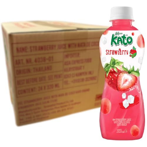 KATO - Erdbeeresaft mit Nata De Coco - Multipack (24 X 320 ML) von Kato