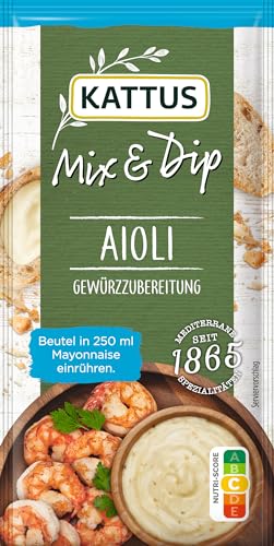 Kattus - Aioli Dip Würzmischung | Gewürzmischung für selbstgemachte Aioli | Ohne Geschmacksverstärker, ohne Farbstoffe | 7 g im Beutel (Packung mit 6) von Kattus