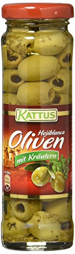 Kattus Spanische grüne Oliven mit Kräutern, entsteint, 4er Pack (4 x 65 g) von Kattus