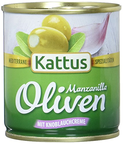 Kattus grüne Manzanilla Oliven mit Knoblauchcreme gefüllt, 85 g von Kattus