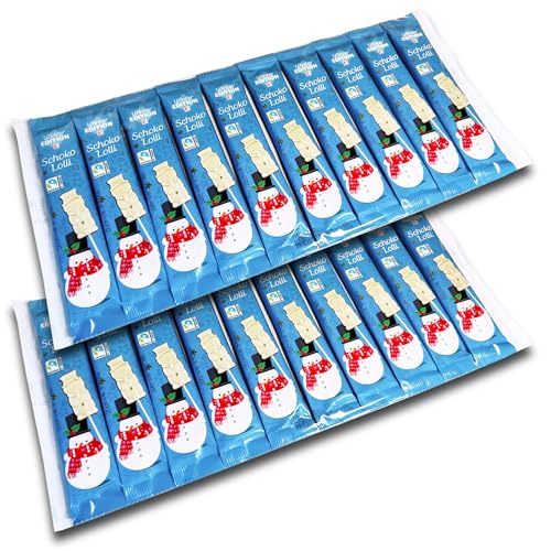 2 x 10 er Pack Schoko Lolly Schneemann Vollmilchschokolade mit weißer Schokolade von Kaufland