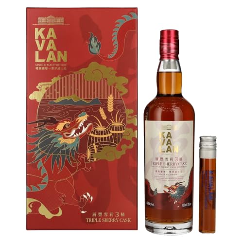 Kavalan TRIPLE SHERRY CASK Single Malt Whisky Dragon Edition 40,9% Vol. 0,7l in Geschenkbox mit 0,05l Miniatur von Kavalan