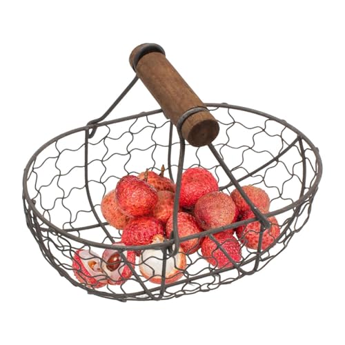 Eierkorb zum Sammeln von Eiern - Handkorb aus Eisen, Picknick-Aufbewahrungskorb, Obstkorb | Picknick-Aufbewahrungskorb für 12 Eier, Bauernhaus-Design für Esszimmer, Küche, 18 x 12 cm von Kbnuetyg