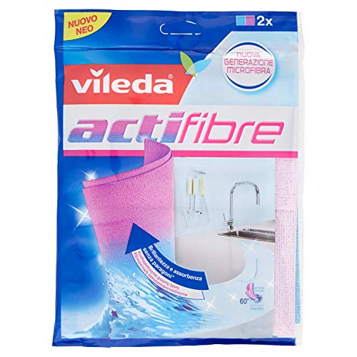 Vileda Actifaser Actifibre Allzwecktuch, 100% Mikrofasertücher, blau und lila, 2er Pack von Kebnor