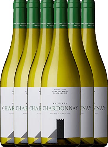 VINELLO 6er Weinpaket Weißwein - Chardonnay Altkirch 2020 - Kellerei Schreckbichl mit einem VINELLO.weinausgießer | trockener Weißwein | italienischer Wein aus Trentino-Alto Adige | 6 x 0,75 Liter von Kellerei Schreckbichl