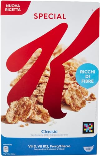 Kellogg's 6x Kellogg’s Special K Classic knusprige Getreide-Flakes mit Vollkornweizen – ballaststoffreiche Frühstückscerealien – natürlicher Genuss ohne künstliche Farb- und Aromastoffe 450g von Kellogg's