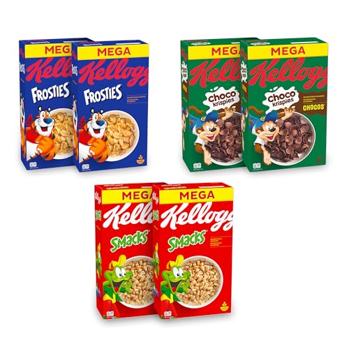 Kellogg’s Cerealien Mix (3 Sorten, je 2 x) – Kellogg's Choco Krispies Chocos (580 g), Kellogg's Frosties Cornflakes (620 g) & Kellogg's Smacks (600 g) – ohne künstliche Farb- und Aromastoffe von Kellogg's