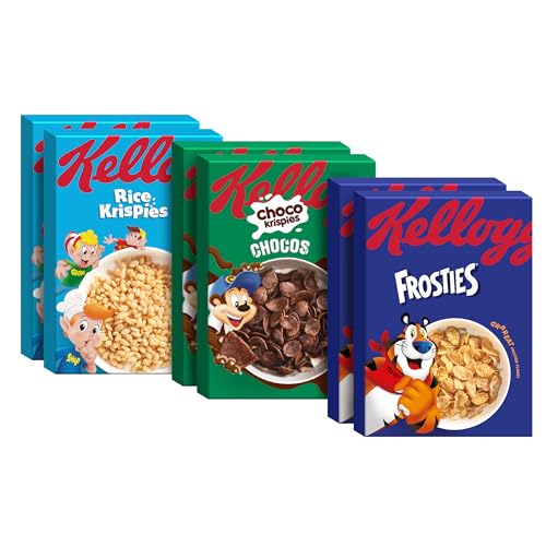 Kellogg’s Cerealien & Cornflakes Mix – je 2x Kellogg's Choco Krispies Chocos, Frosties & Rice Krispies – ohne künstliche Farb- und Aromastoffe von Kellogg's