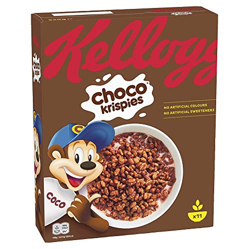 Kellogg's Choco Krispies (1 x 330 g) – schokoladige Cerealien verwandeln die Milch in Kakao – knusprig gepuffter Reis für maximalen Frühstücks-Spaß von Kellogg's