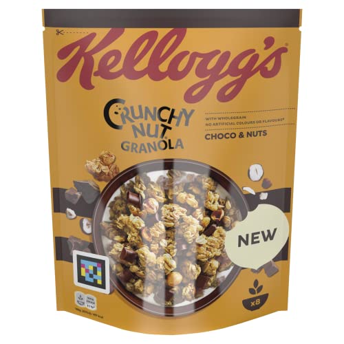 Kellogg's Crunchy Nut Granola Choco & Nuts (1 x 380 g) – Knusper Müsli mit Schokolade und Nüssen – Schoko-Nuss Granola mit Vollkorn ohne künstliche Farb- und Aromastoffe von Kellogg's