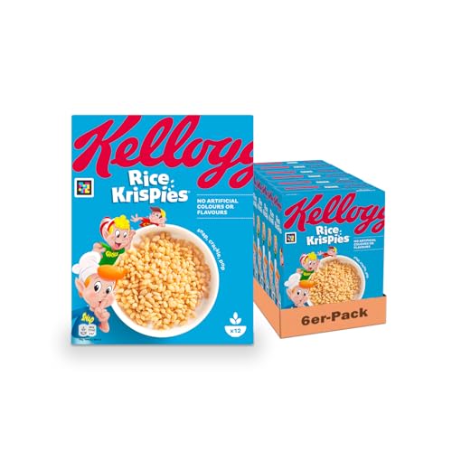 Kellogg's Rice Krispies (6 x 360 g) – geröstete Cerealien mit herzhaftem Crunch – knusprig gepuffter Reis für maximalen Frühstücks-Spaß von Kellogg's