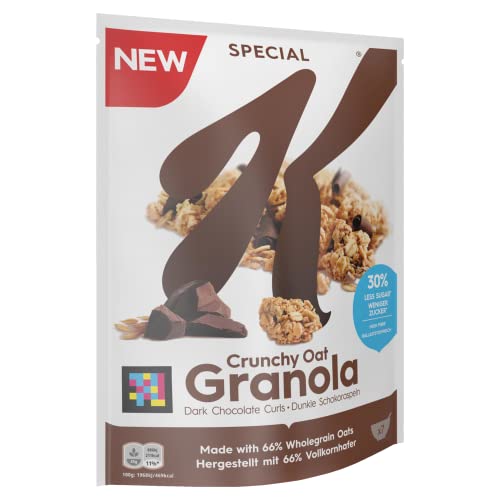 Kellogg's Special K Crunchy Oat Granola Dark Chocolate Curls (1 x 320 g) – ballaststoffreiches Knusper Müsli mit dunklen Schokoraspeln – mit 30 % weniger Zucker** von Kellogg's