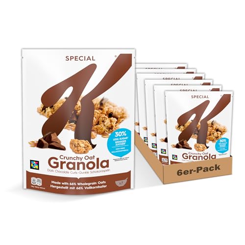 Kellogg's Special K Crunchy Oat Granola Dark Chocolate Curls (6 x 320 g) – ballaststoffreiches Knusper Müsli mit dunklen Schokoraspeln – mit 30% weniger Zucker** von Kellogg's