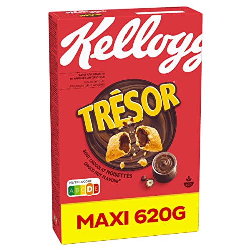 Kellogg's Tresor Choco Nut Flavour (1 x 620 g) – knusprige Frühstückscerealien mit schmelzender Schoko Creme Füllung mit Schokoladen-Haselnuss-Geschmack – Tresor. Crazy Tasty. von Kellogg's