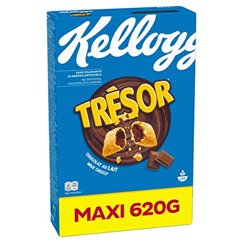 Kellogg's Tresor Milk Choco (1 x 620 g) – knusprige Frühstückscerealien mit schmelzender Creme-Füllung mit Milchschokolade – Tresor. Crazy Tasty. von Kellogg's