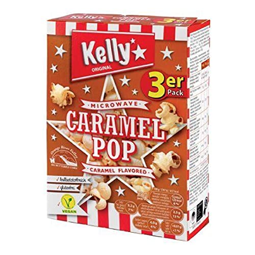 POP CORN KELLY für Mikrowelle Karamel Pop Gusto Caramel 3 x 90g von Kellys