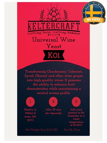 Keltercraft K01 Weinhefe [10g: Für 50L Portwein oder Weißwein] Trockenhefe Nährhefe Bordeaux | Mache deinen eigenen Wein! von Keltercraft