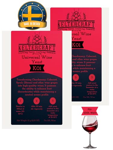 Keltercraft K01 Weinhefe [2x 10g: Für 100L Portwein oder Weißwein] Trockenhefe Nährhefe Bordeaux | Mache deinen eigenen Wein! von Keltercraft